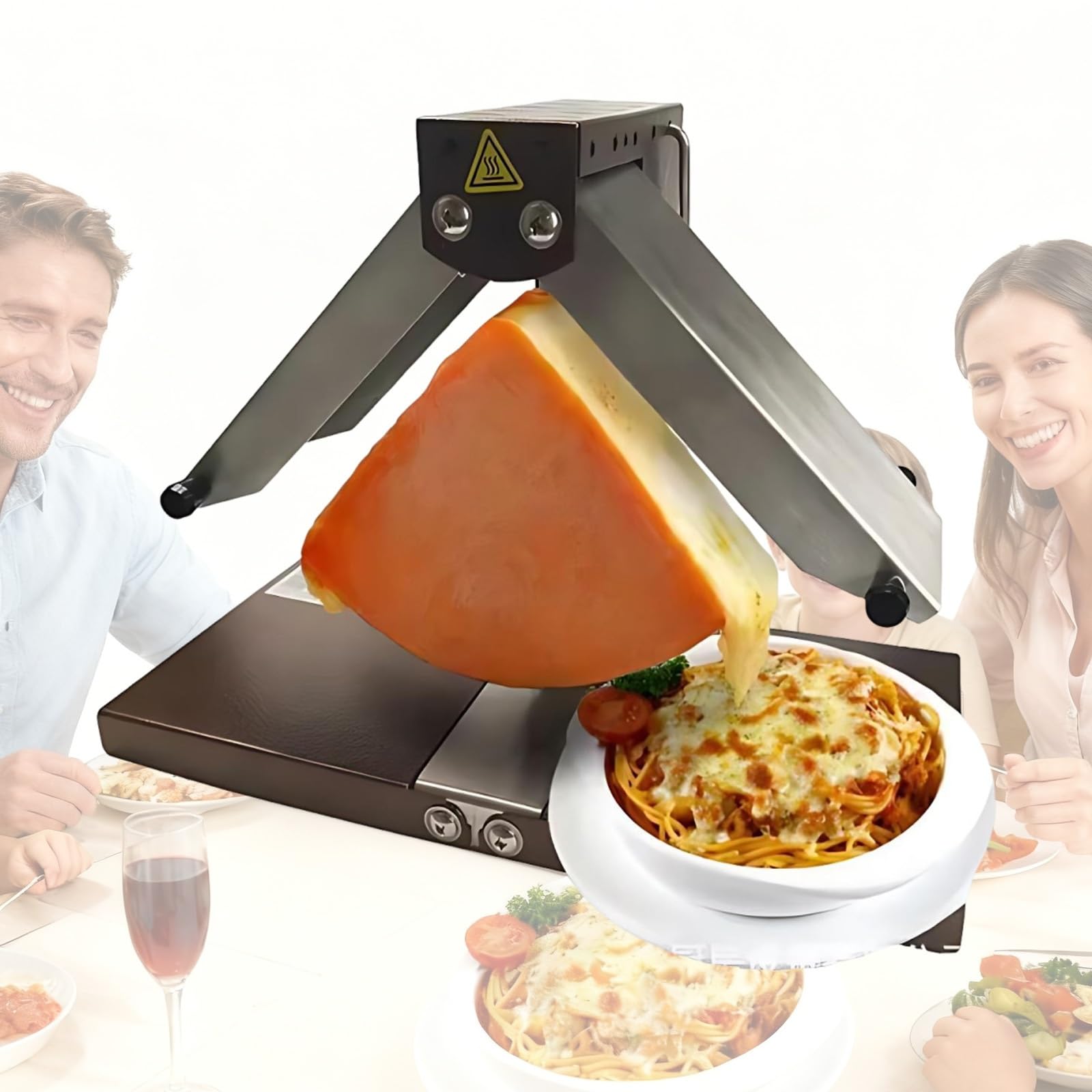 Raclette Elettrica 900w ， Scioglimento Uniforme Del Formaggio, Doppia Zona Di Riscaldamento Regolabile in Altezza, Raclette Compatta per Famiglia E Cene Conviviali