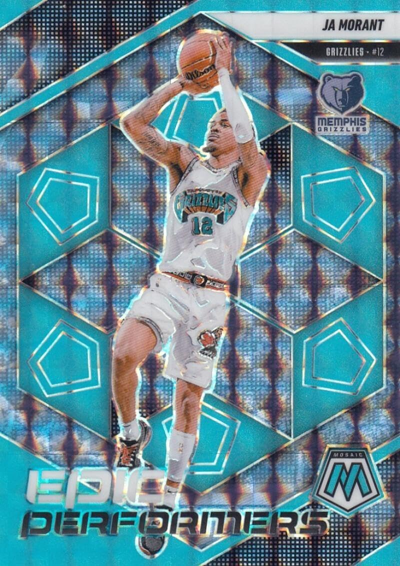 Basketball Trading Card 2024-25 Panini Mosaic Epic Performers Mosaic Blue Fluorescent #5 Ja Morant EX++ Excellent++ 15/30 Grizzlies