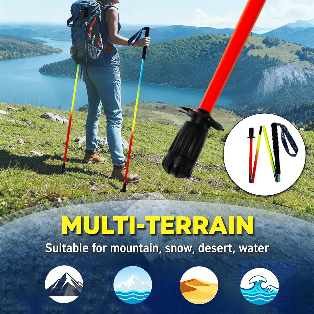 Bastoncini da Trekking Pieghevoli in Fibra di Carbonio Ultraleggeri - Set da 2 con Manico Antiumidità e Custodia - Ideali per Escursionismo, Montagna e Cammino