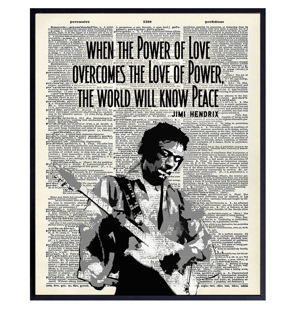 Graffiti Jimi Hendrix Quote, Upcycled Dictionary Art Poster Print - Inspirational Street Art, Urban Home or Wall Decor - Gift for 60's Music, Woodstock Fans, Guitarists, Musicians - 8x10 Photo Picture