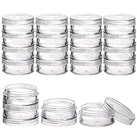 Vista 8 de Juego de 5 recipientes (20 piezas) apilables para cosméticos con tapas de rosca y etiquetas, tarros vacíos de plástico transparente de 0.35 onzas