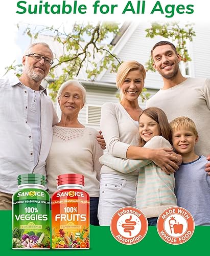Miniatura 3 de SANSICE Suplemento de frutas y verduras, vitaminas 100% naturales de frutas y verduras, sin soja y sin OMG, suplementos de verduras y frutas para