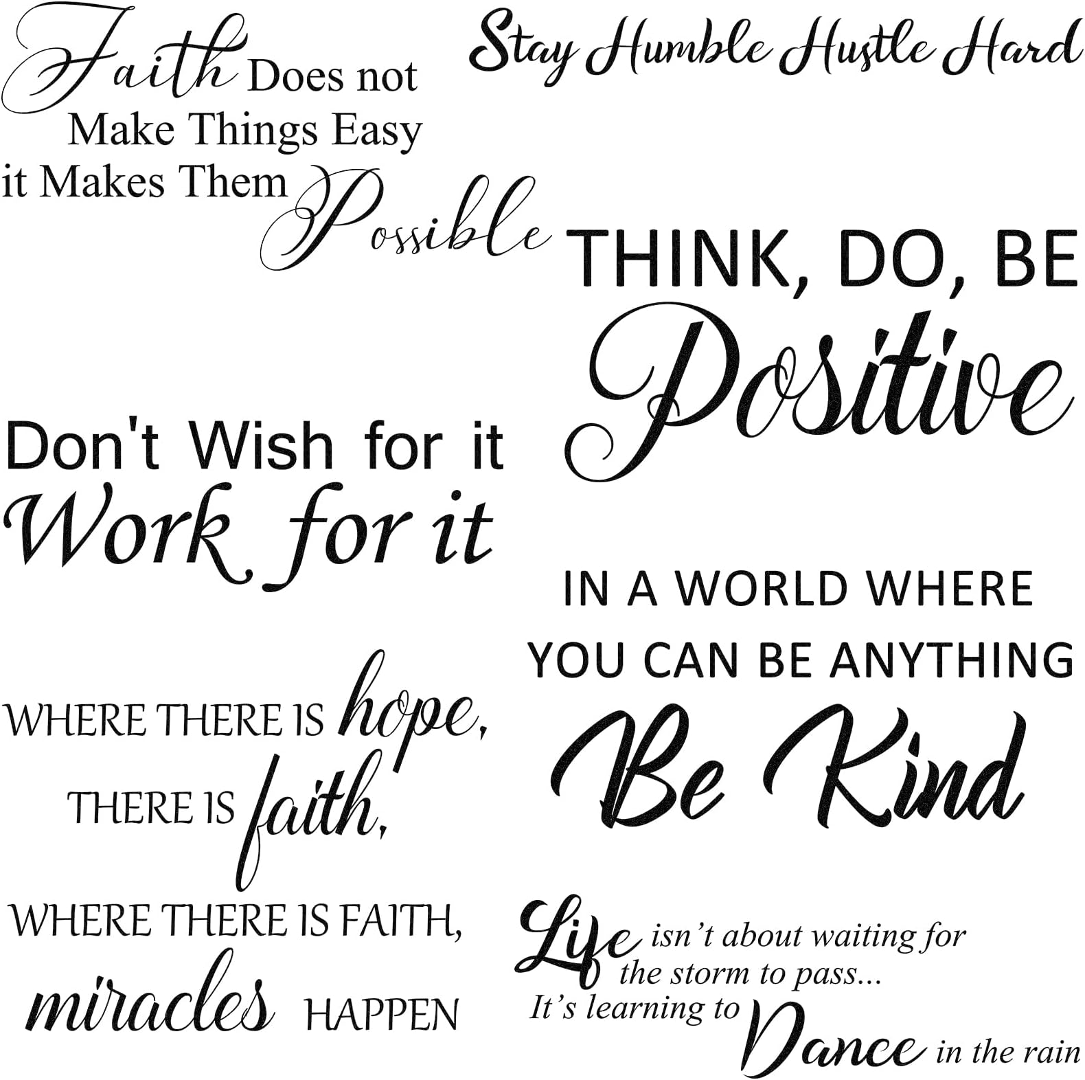 Zonon 5 Sheets Inspirational Quotes Wall Decals Peel and Stick Vinyl Quotes Stickers Motivational Positive Wall Stickers for Living Room Bathroom Xmas Bedroom Office Family Decor (Positive)