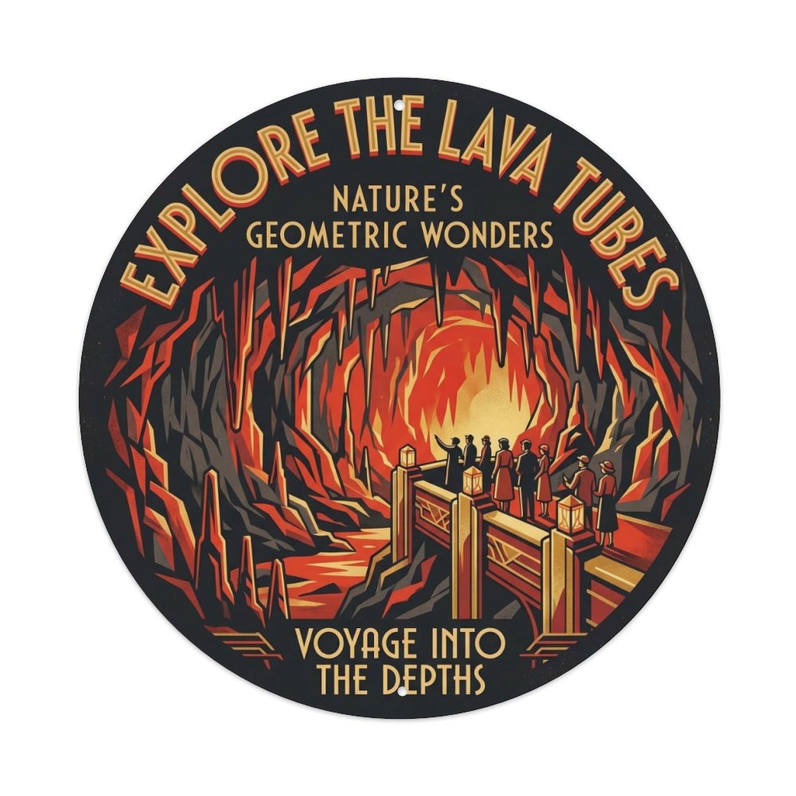 Lava Tube Cave Hawaii Island Nature Kilauea Volcano Metal Tin Sign