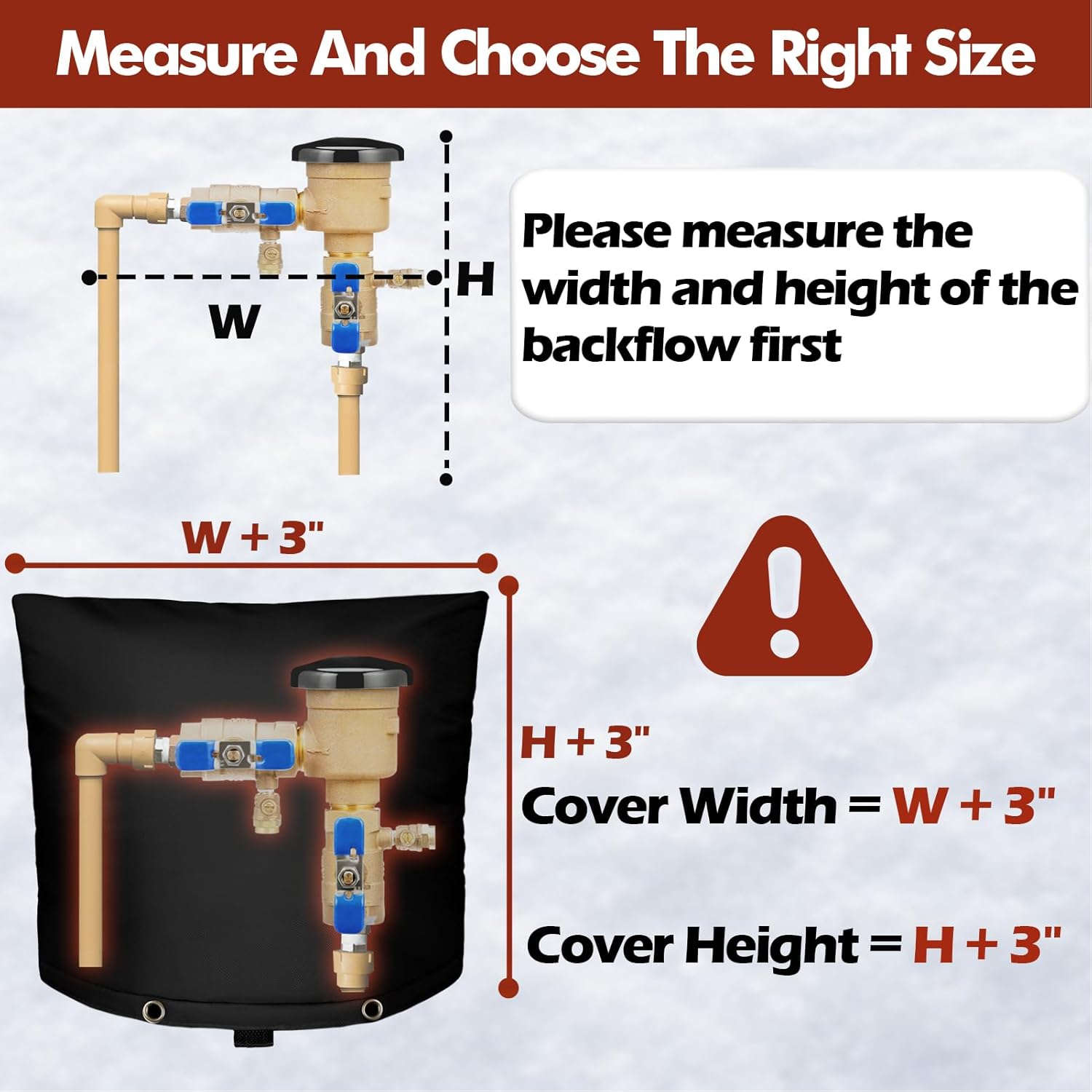 SUNICO Backflow Preventer Insulation Cover (5°F) - 5-Layer Upgrade Insulated Design Sprinkler Covers for Outside,40" W X 36" H, Backflow Insulation Cover for Sprinkler Valve ,Winter Freeze Protection