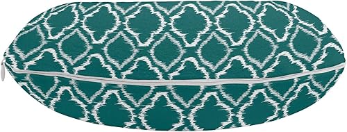 Miniatura 2 de Ambesonne Almohada de viaje verde azulada, patrón tradicional de estilo Ikat con curvas abstractas, formas ovaladas, inspiración marroquí, accesorio