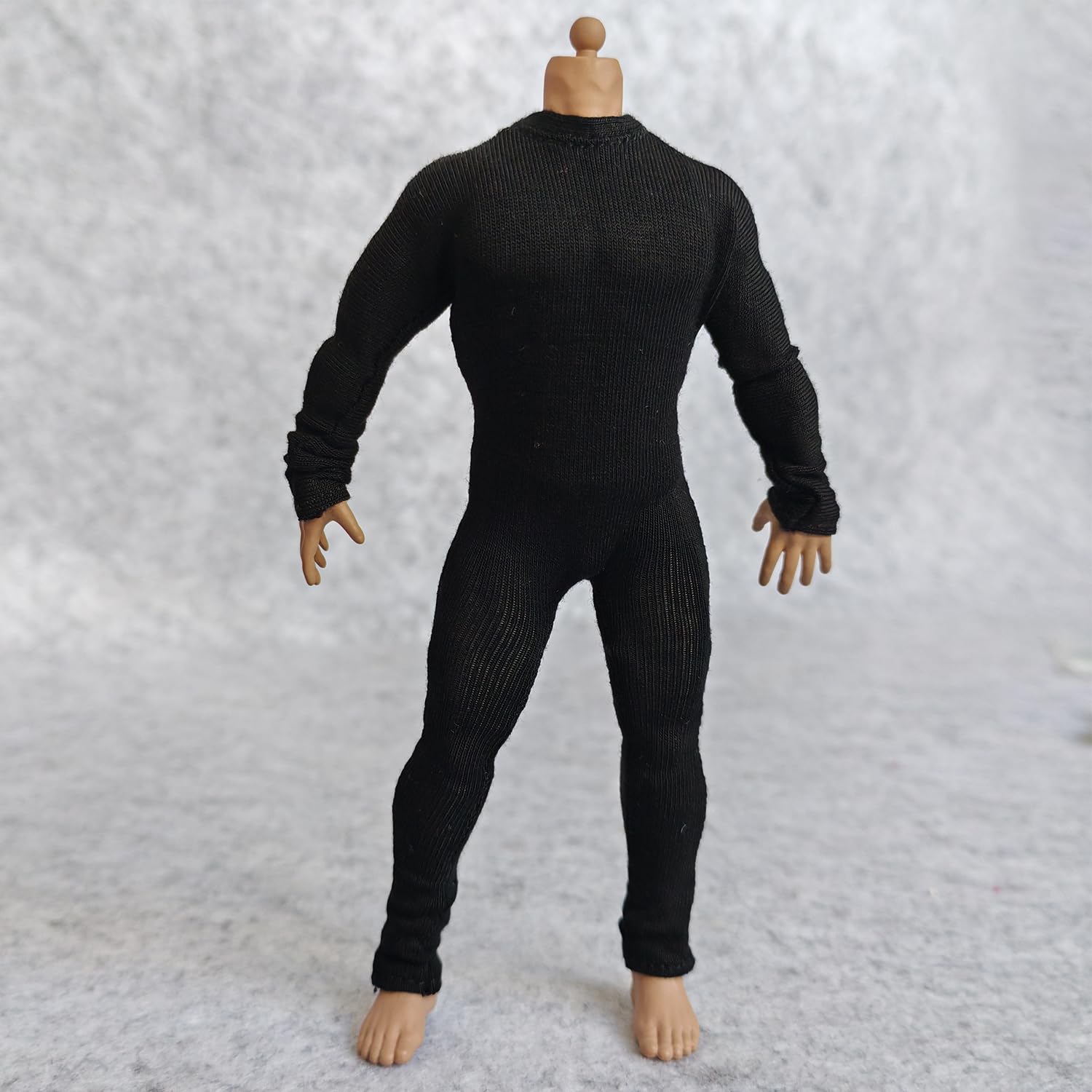 1/2 Scale Male Figure Clothes Long Sleeved Bodysuit Undercoat Jumpsuit Cloth for 12'' Action Figure (Black)