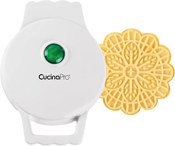 Mini Electric Pizzelle Maker- Makes 1 Personal Tiny Sized 4 Traditional Italian Waffle in Minutes- Nonstick Iron Press w Recipe Book- Dessert Cookie Treat or Housewarming Baking Machine, Gift for Her