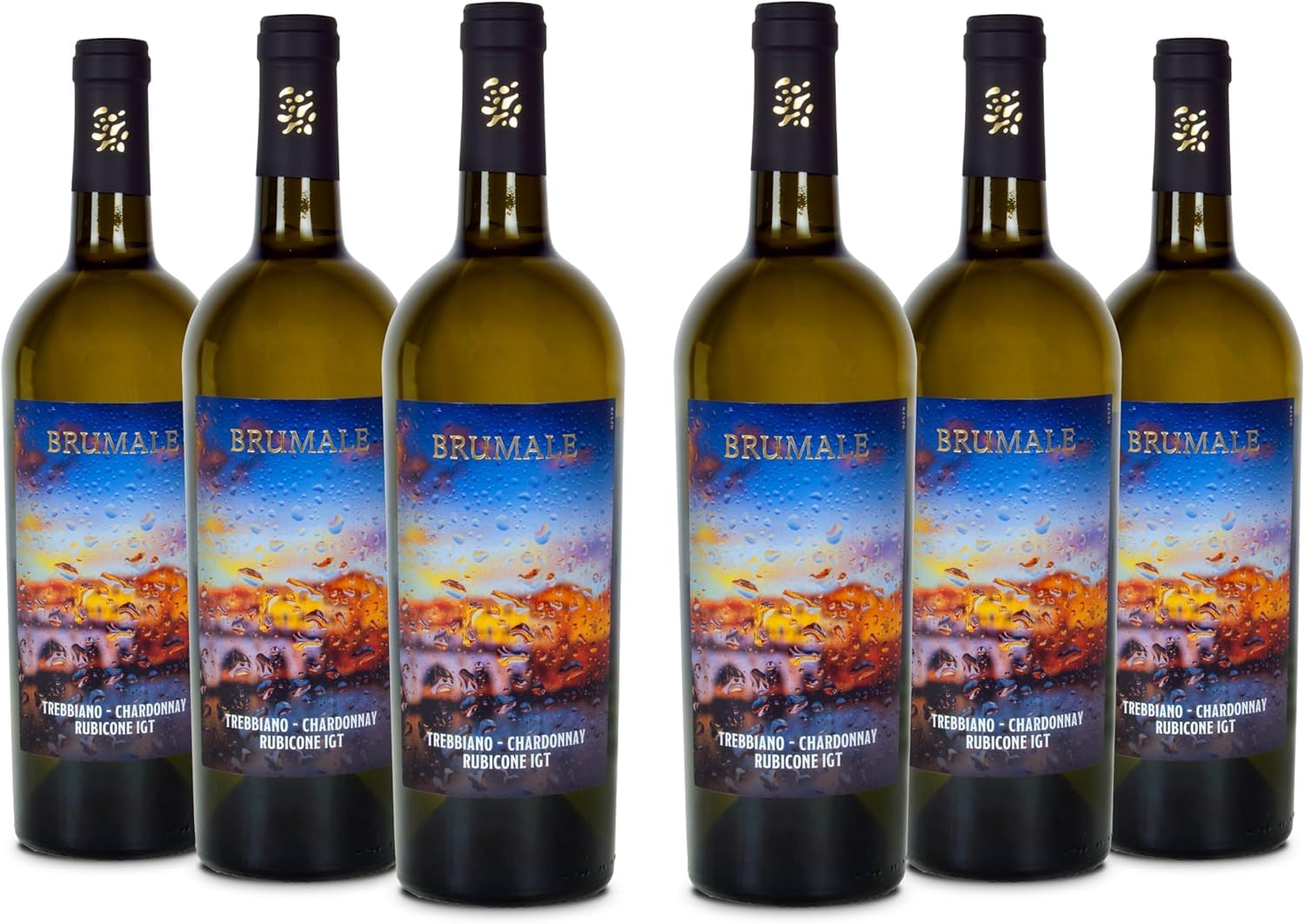Brumale Weißwein Trebbiano Chardonnay Rubicone IGT, Voller und Ausgewogener Geschmack und Intensives Bouquet, 12 % Vol., Karton mit 6 Flaschen mit jeweils 750 ml