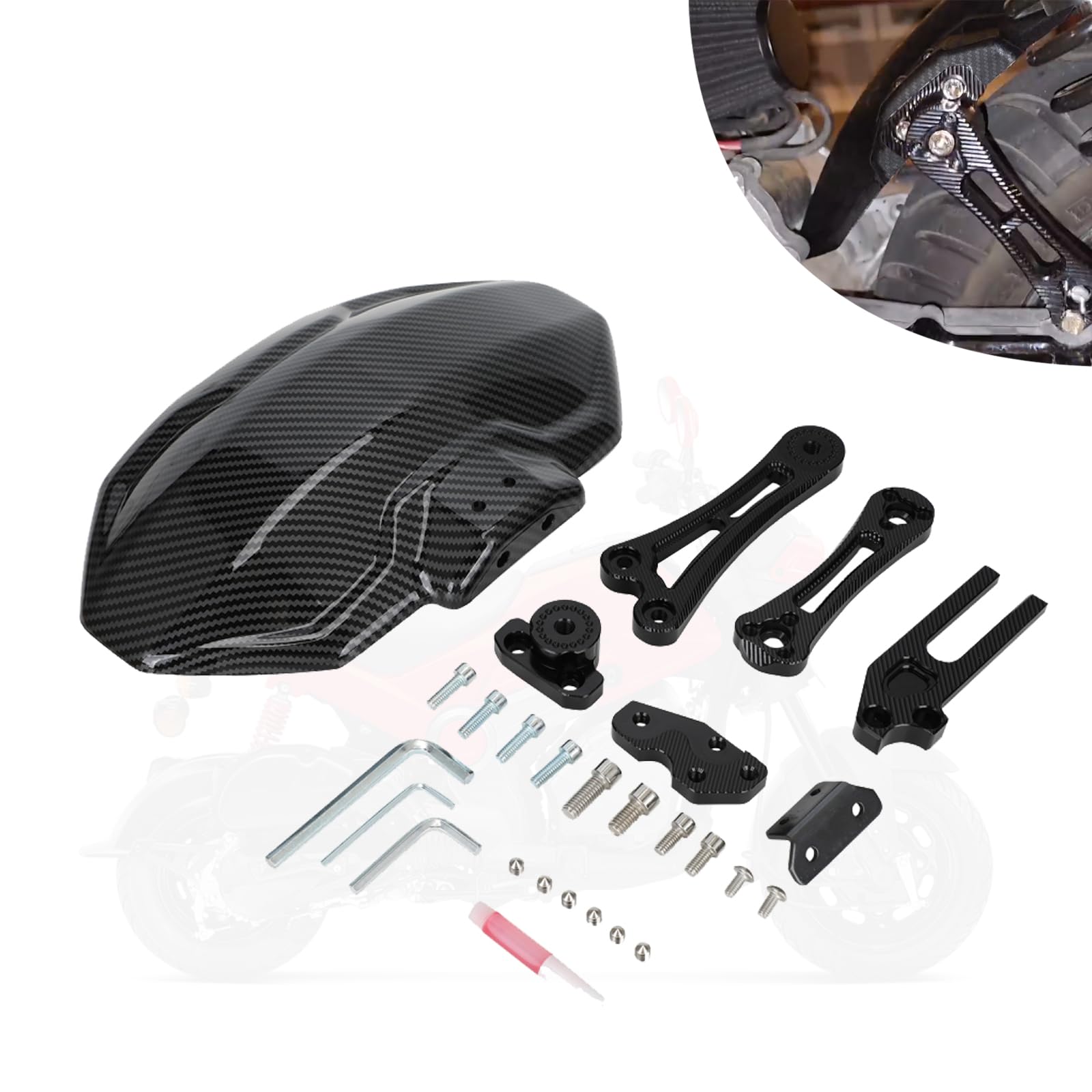 BAOUFF Rear Wheel Fender for NAVI,Carbon Fiber Pattern PP Rear Mud Guard Mudguard for Motorcycle NAVI110/ NAVI 110