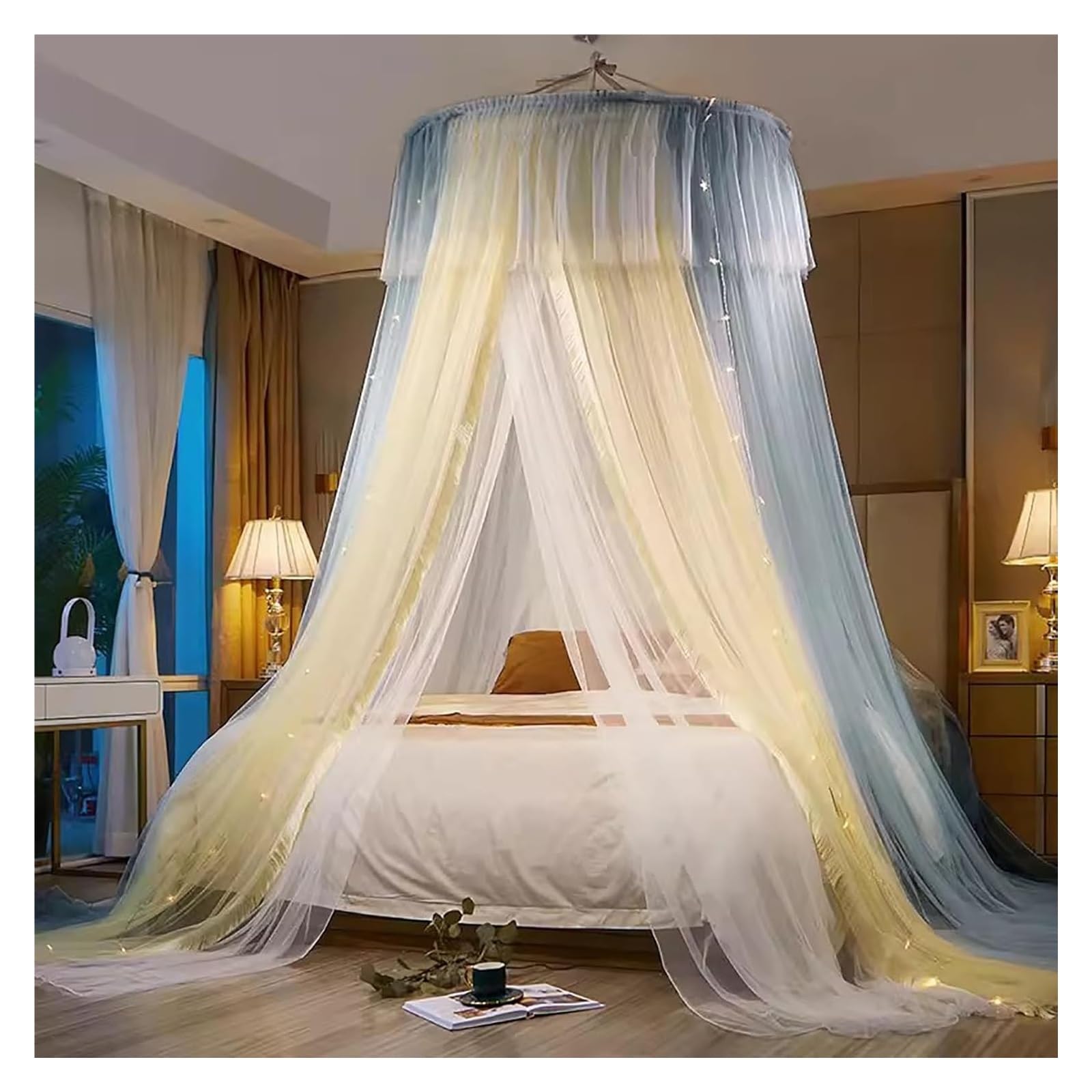 Décor de chambre à coucher moustiquaire lit double couche