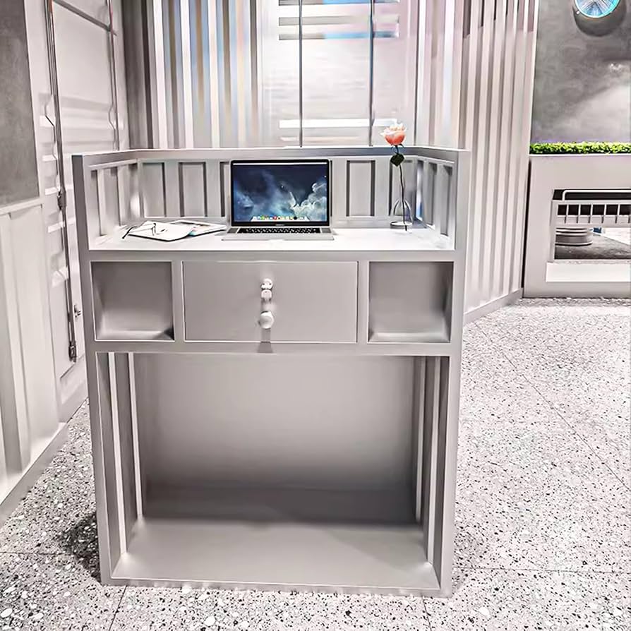 Amazon | レジカウンター ロック可能な引き出し付きカウンター付き