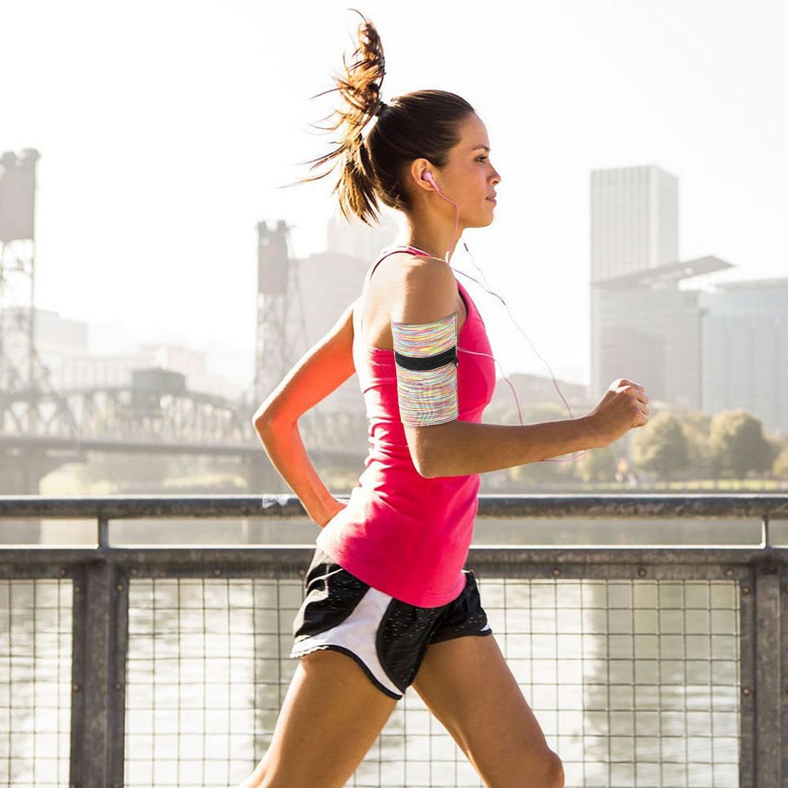 pologmase Brazalete para teléfono, bolsillo deportivo de secado rápido con cremallera | accesorios antideslizantes para correr de alta capacidad, soporte de entrenamiento para teléfono móvil
