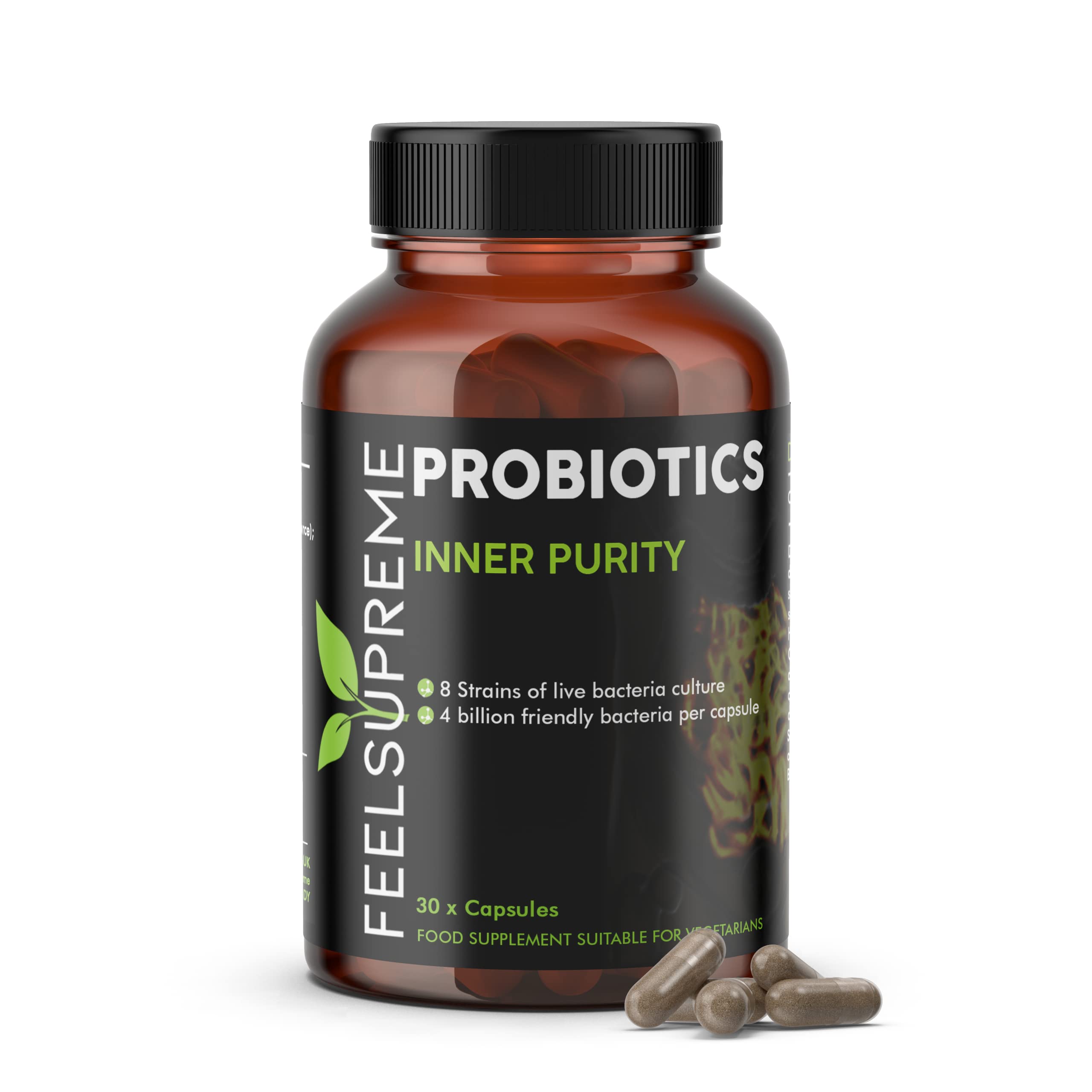 Probiotics for Gut Health 4 BIllion Multi-strain Live Friendly Bacteria Bio Cultures 30 Capsules for Digestive & Gut Flora 100% Natural Complex Acid-Resistant