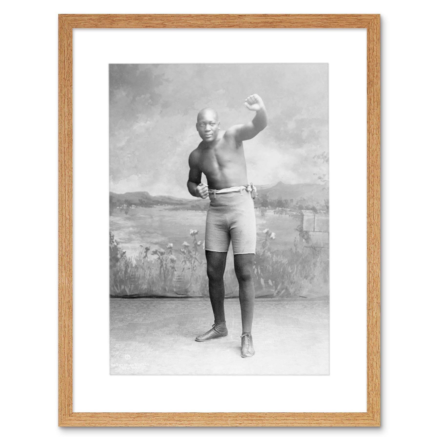 Wee Blue Coo Photo Jack Johnson Boxer Champion World Fist Picture Framed Wall Art Print