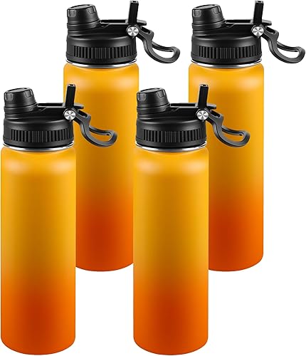 Miniatura 108 de Botella de agua aislada de 22 onzas, tapa 2 en 1 a prueba de fugas (sorbo/pajilla) + asa, botella de acero inoxidable para deportes, viajes, trabajo