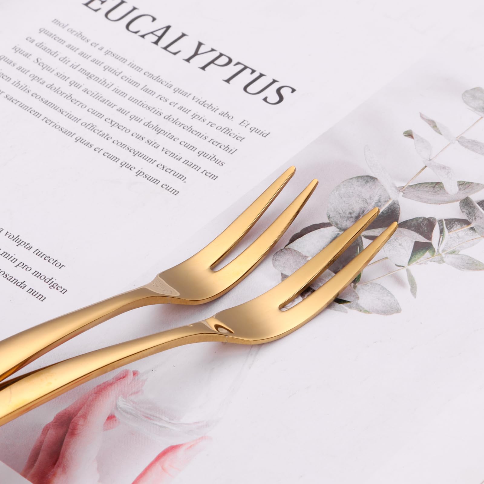 12 Pcs Fruit Forks, SUS304 Stainless Steel Dessert Forks, 5.51 Inch Small Appetizer Forks Gold, Two-Prong Cocktail Forks for Cake, Pastry, Charcuterie Board, Tasting Forks, Dishwasher Safe — Amazon image 4