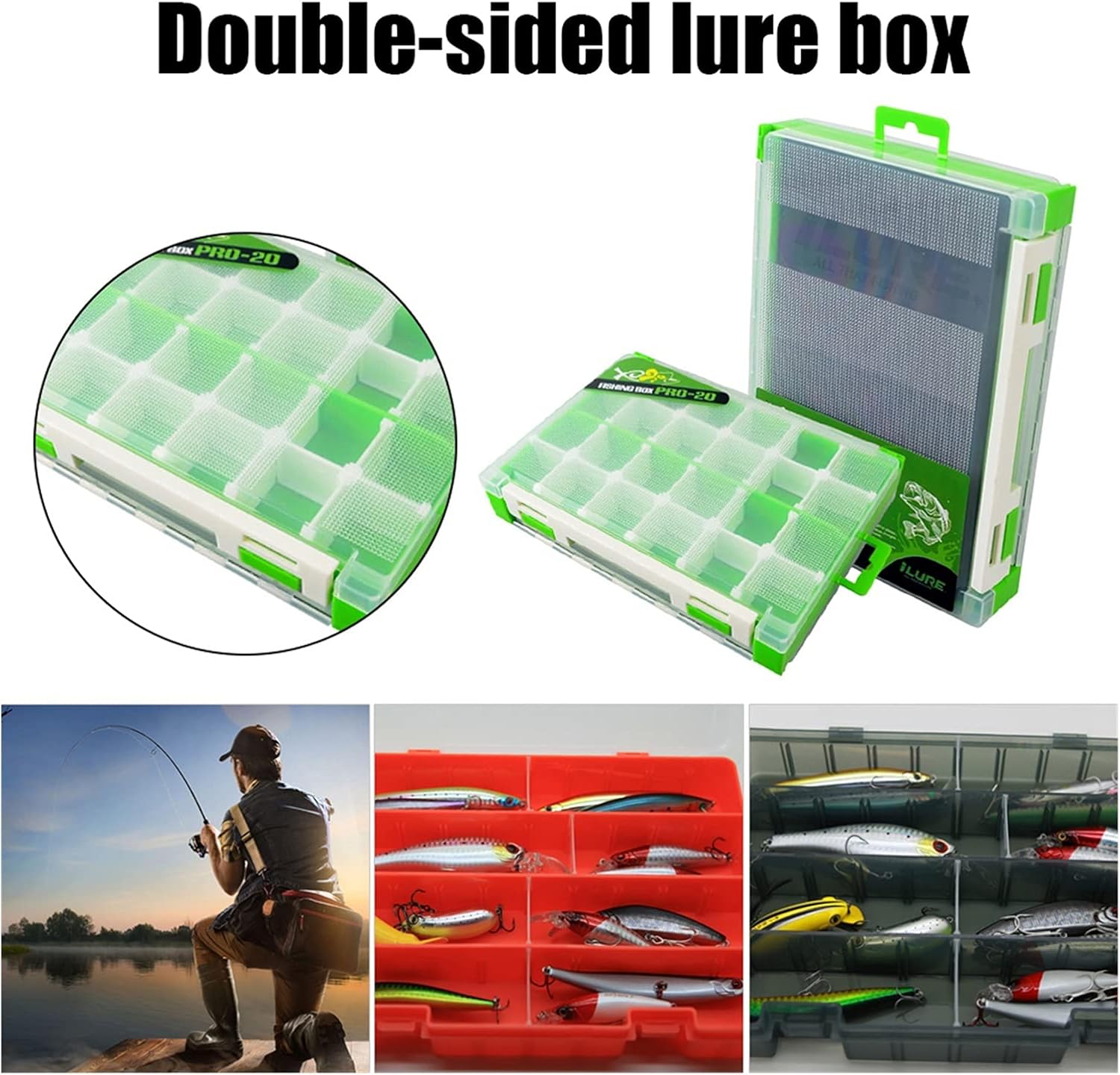 Storage Boxes and Trays Multi Compartments Fishing Tackle Box Multifunctional ABS Plastic Fishing Box Bait Tackle Lures Hooks Storage Case with Removable Divider (Color : Red)