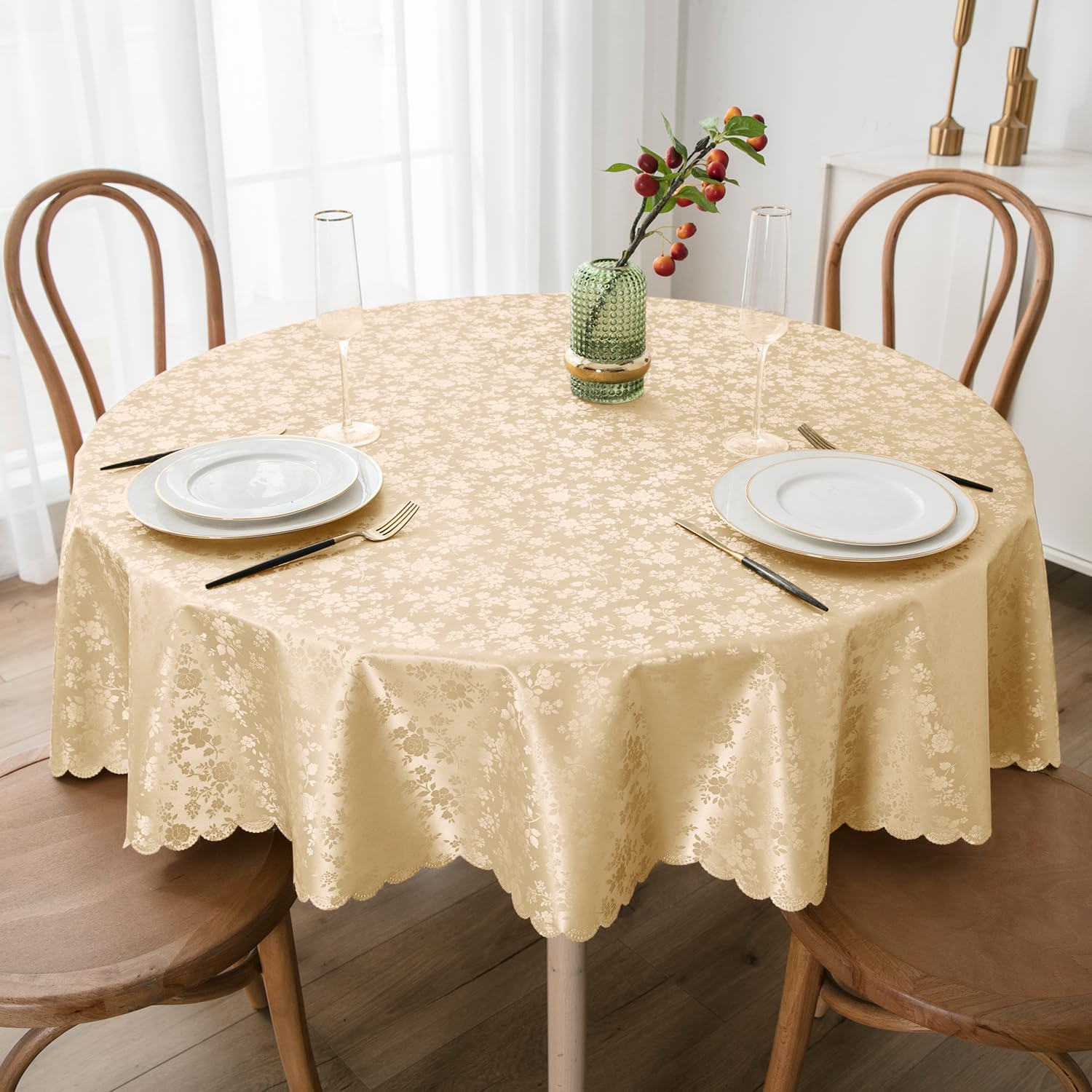 Smiry Round Waterproof Heavy Duty Vinyl Tablecloths, 70 x 70 Inch