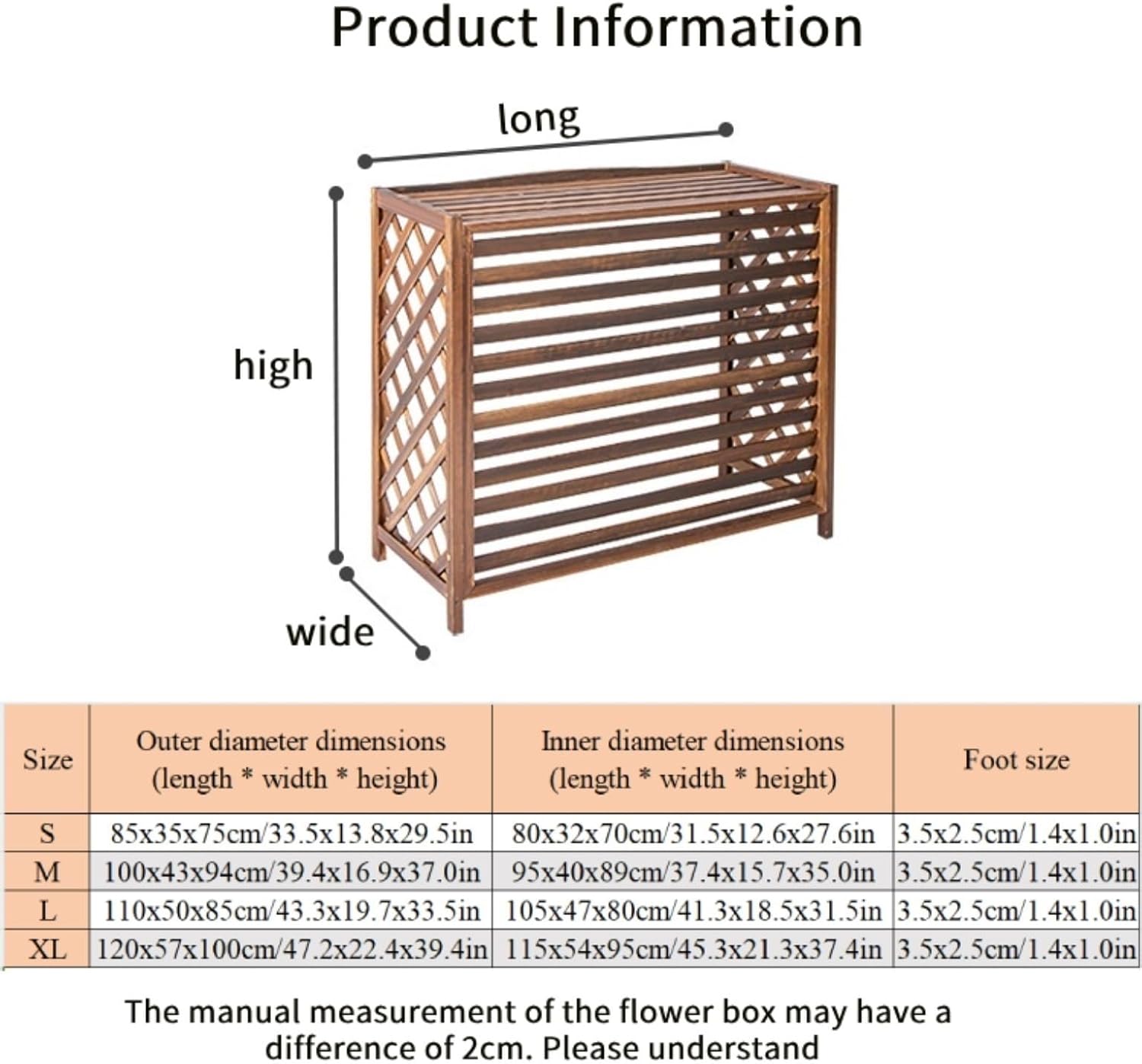 Wooden Air Conditioner Cover, Solid Wood Air Conditioner Flower Rack, Decorative Air Conditioner Fence, Garden Balcony Air Conditioning Privacy Screen (Natural, L)