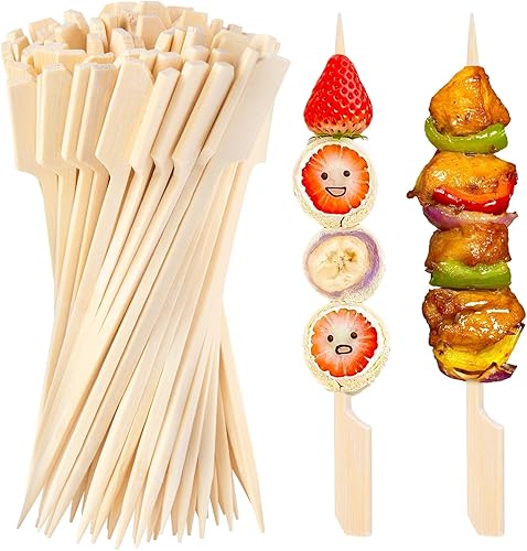 HAKSEN 400 pinchos de bambú, púas de cóctel para bebidas, pinchos de madera de 4.7 pulgadas para aperitivos, sándwich, frutas, kabs, salchichas,