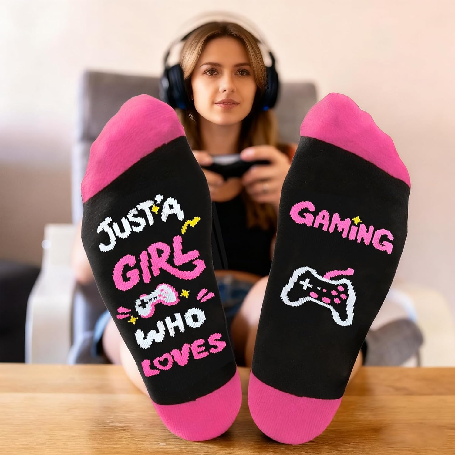 Stocking Stuffers for Teen Girls Gamer Socks Do Not Disturb I'm Gaming Socks Funny Christmas Gifts for Teen Girls