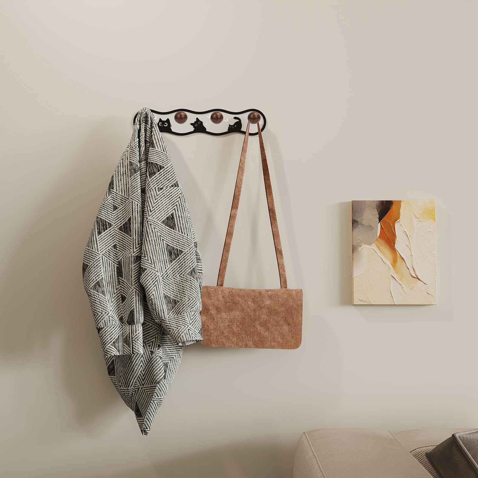 Perchero de pared, bonito perchero de pared con ganchos, soporte de pared de metal para entrada, baño, dormitorio, abrigos, sombreros, ropa