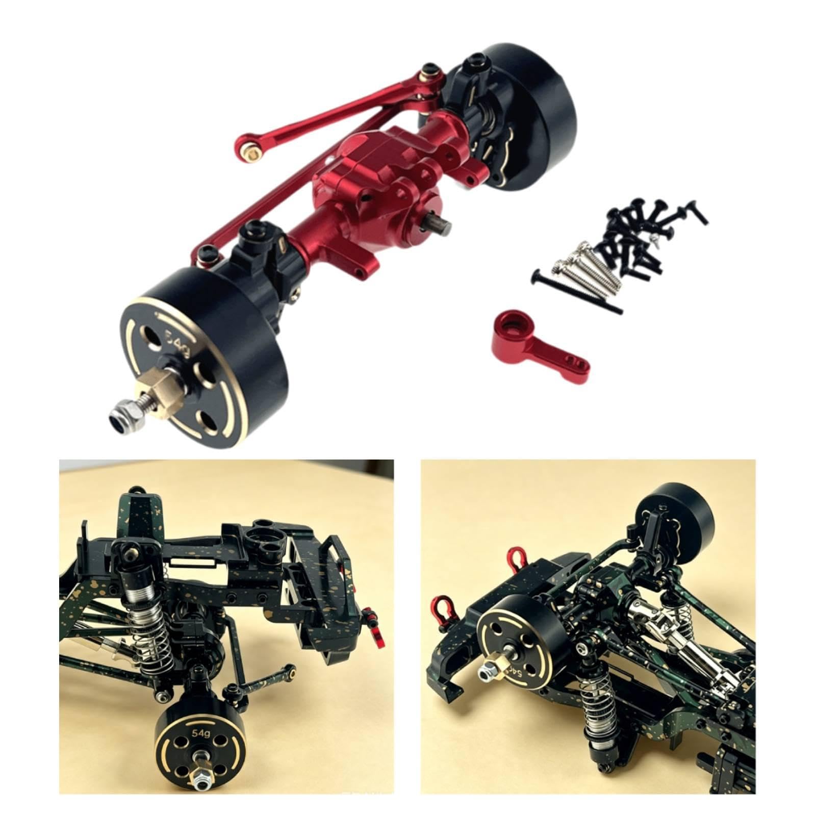 Eje Delantero para Coche RC, Carcasa de Conjunto, Accesorio de Actualización, Unidad Metálica, Aumenta La Resistencia del Chasis Y La Precisión de La, Rojo