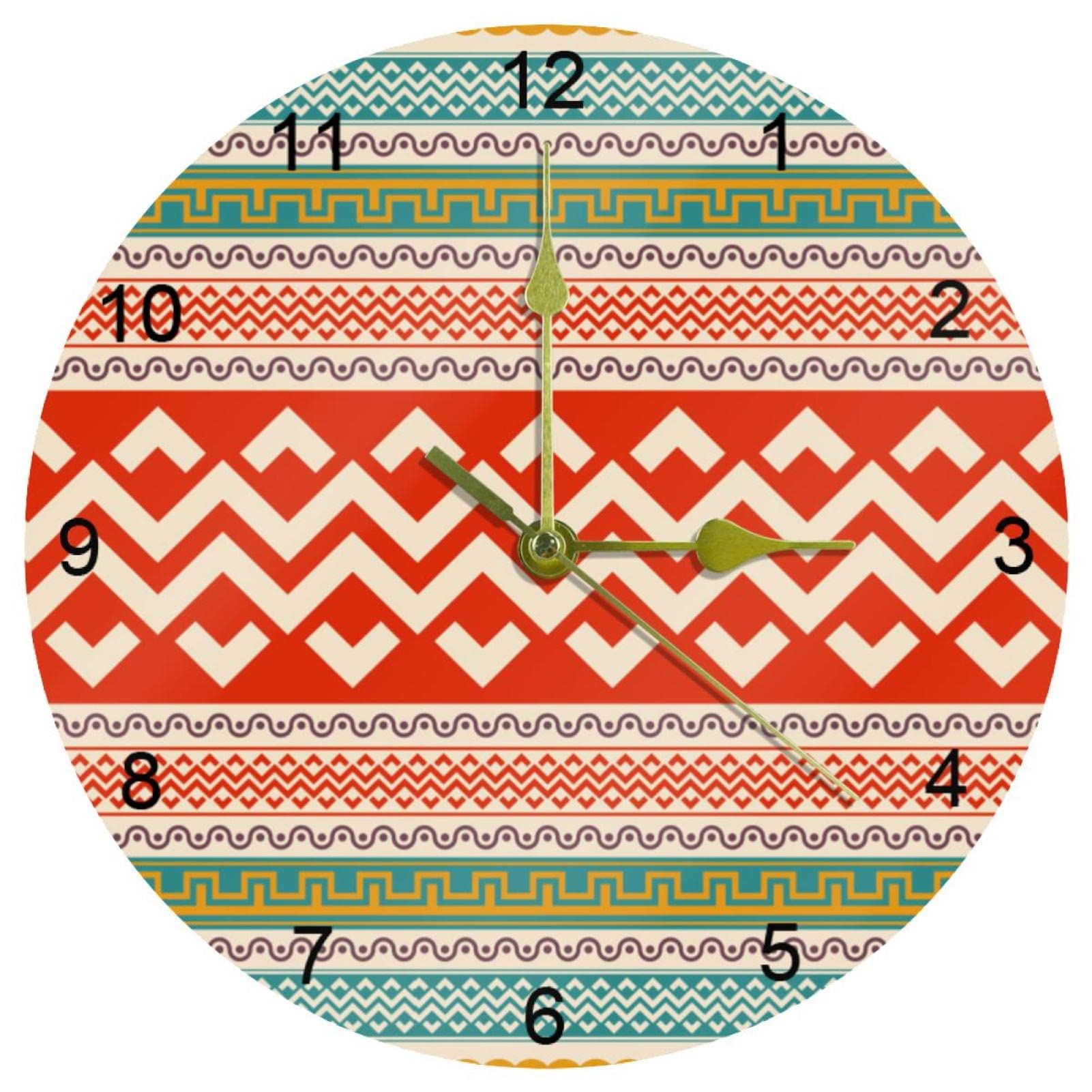 Horloge murale bohémienne ronde 25,4 cm silencieuse pour cuisine