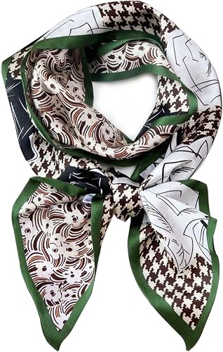 Clysoru Pañuelo de seda para el cuello, bufandas estampadas, para mujer, con áng