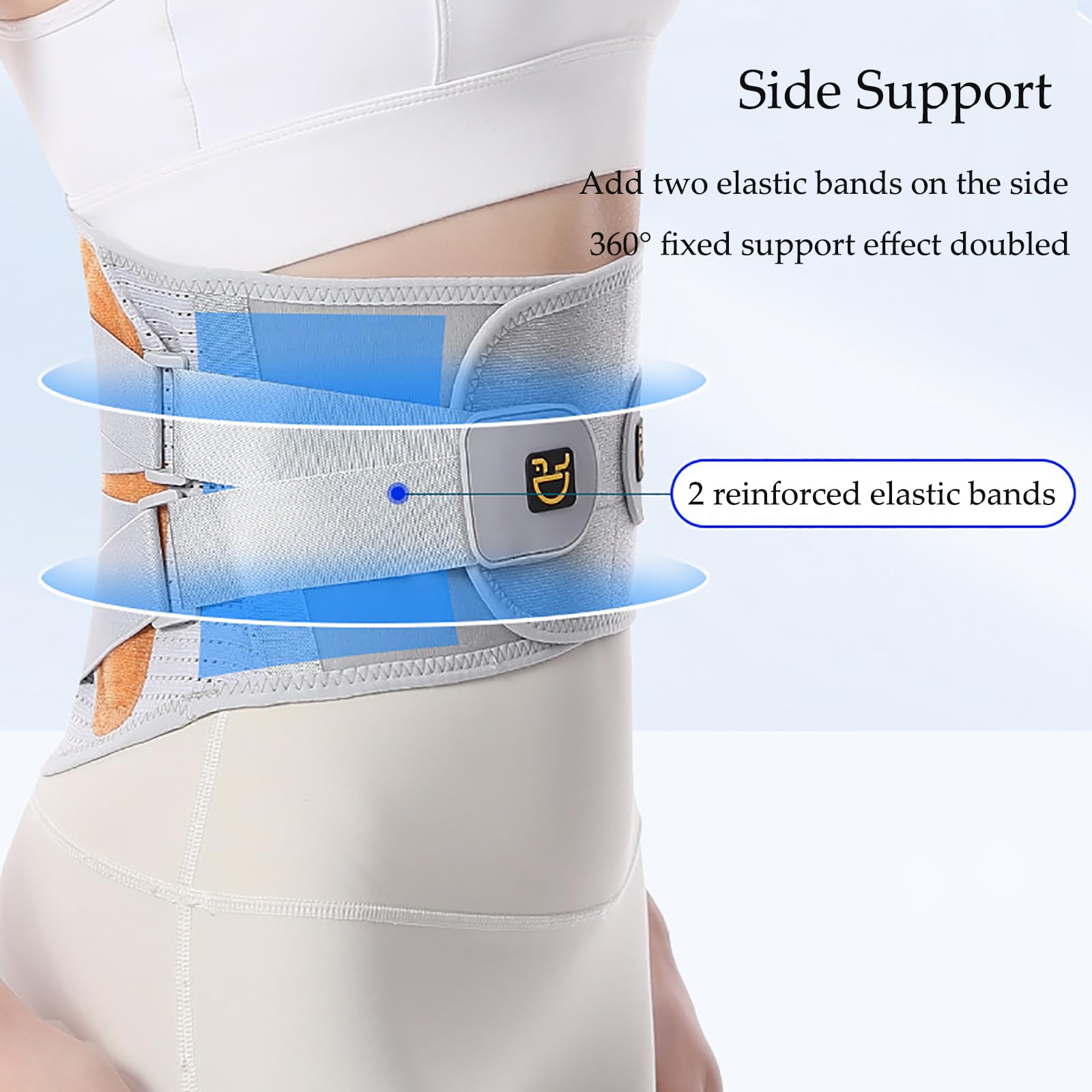 Faja Lumbar Mujer y Hombre con 4 Varillas de Soporte Fajas para Espalda con 3 Almohadillas Lumbares Extraíbles Ajustable y Transpirable Apoyo Lumbar Puede Aliviar el Dolor Lumbar (Large)