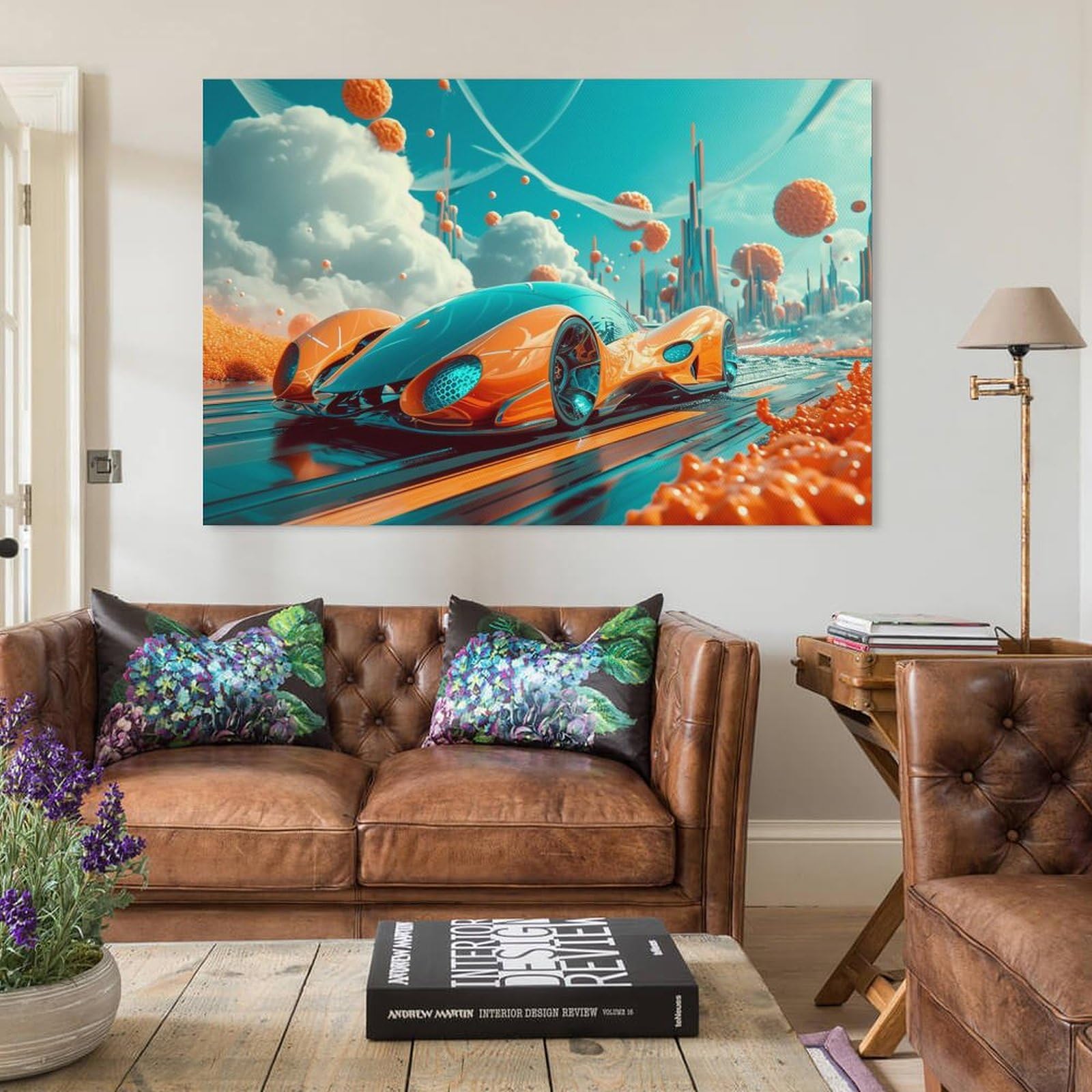インテリア　アート　絵 Amazon.co.jp: 絵画 SF 背景スーパーカーインテリア 絵画 未来の車の