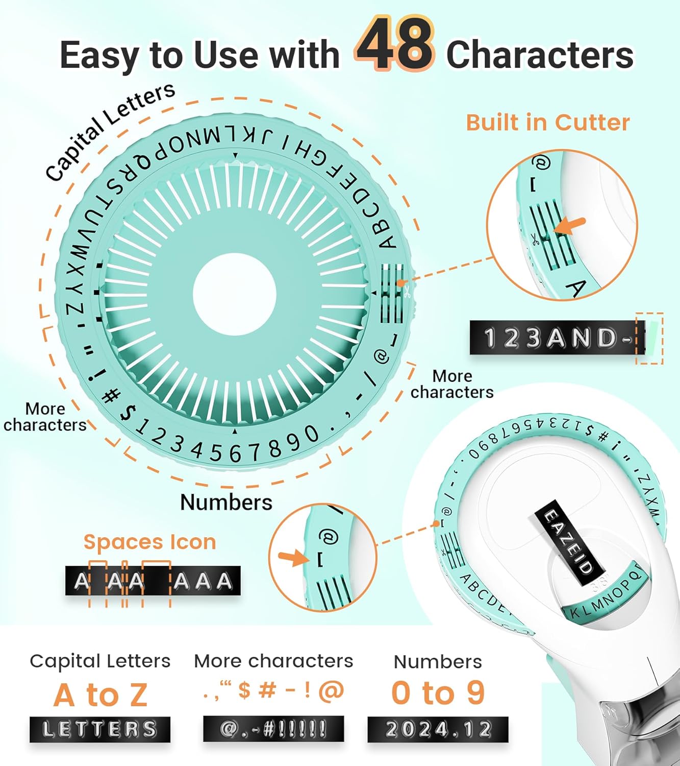 Embossing Label Maker Manual, Embossed Label Maker Machine with Tapes, Retro 3D Vintage Embosser Labeler with 10 Rolls 3/8 Inch Label Tapes for Home Gifts, DIY Crafting Scrapbooking Supplies - Image 4