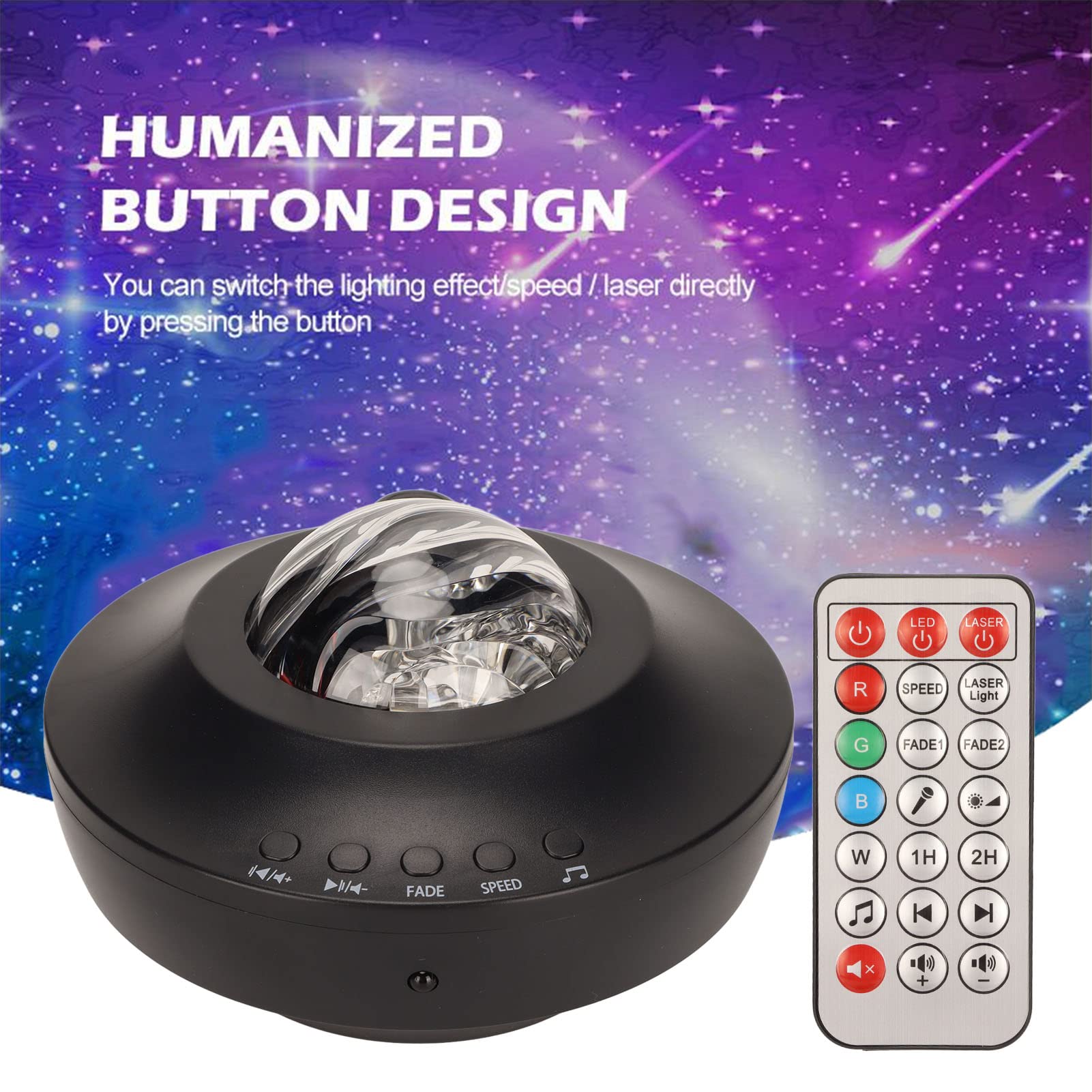 Proiettore Aurora 'aurora boreale, 5 in 1 Proiettore stellare a luci bianche con altoparlante Bluetooth, timer e telecomando Proiettore Proiettore di luce notturna per soffitto