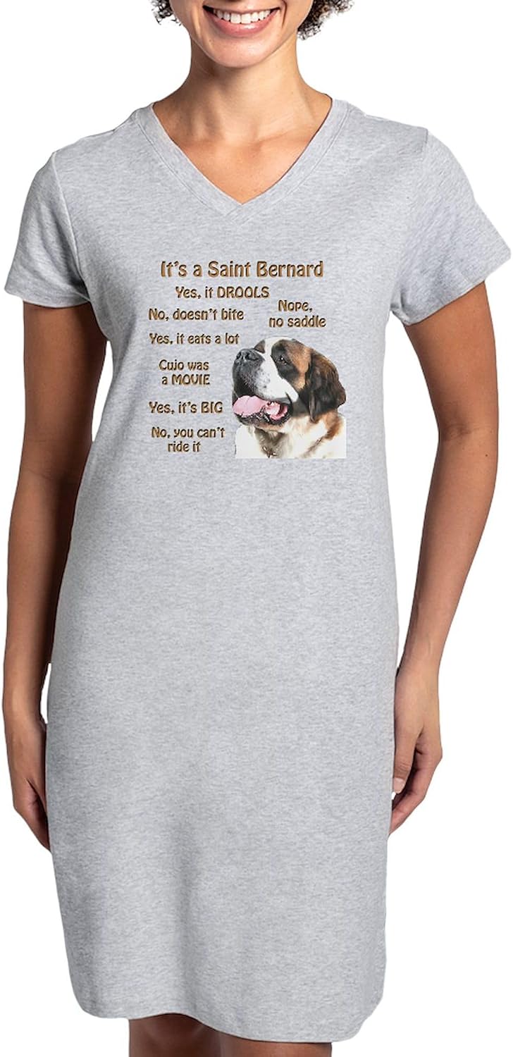 CafePress Saint Bernard FAQ Women's Nightshirt, Soft Long Pajama Shirt, Cotton PJs/Pyjamas