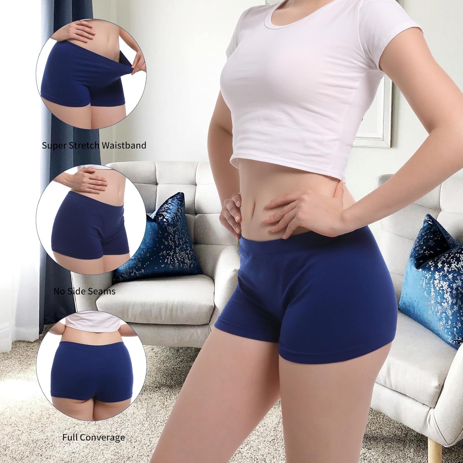 Seamless Boyshort Underwear For Women Nylon Spandex Boyshorts Panties Soft Stretch Boy Shorts Underwear MultiPack - Image 3