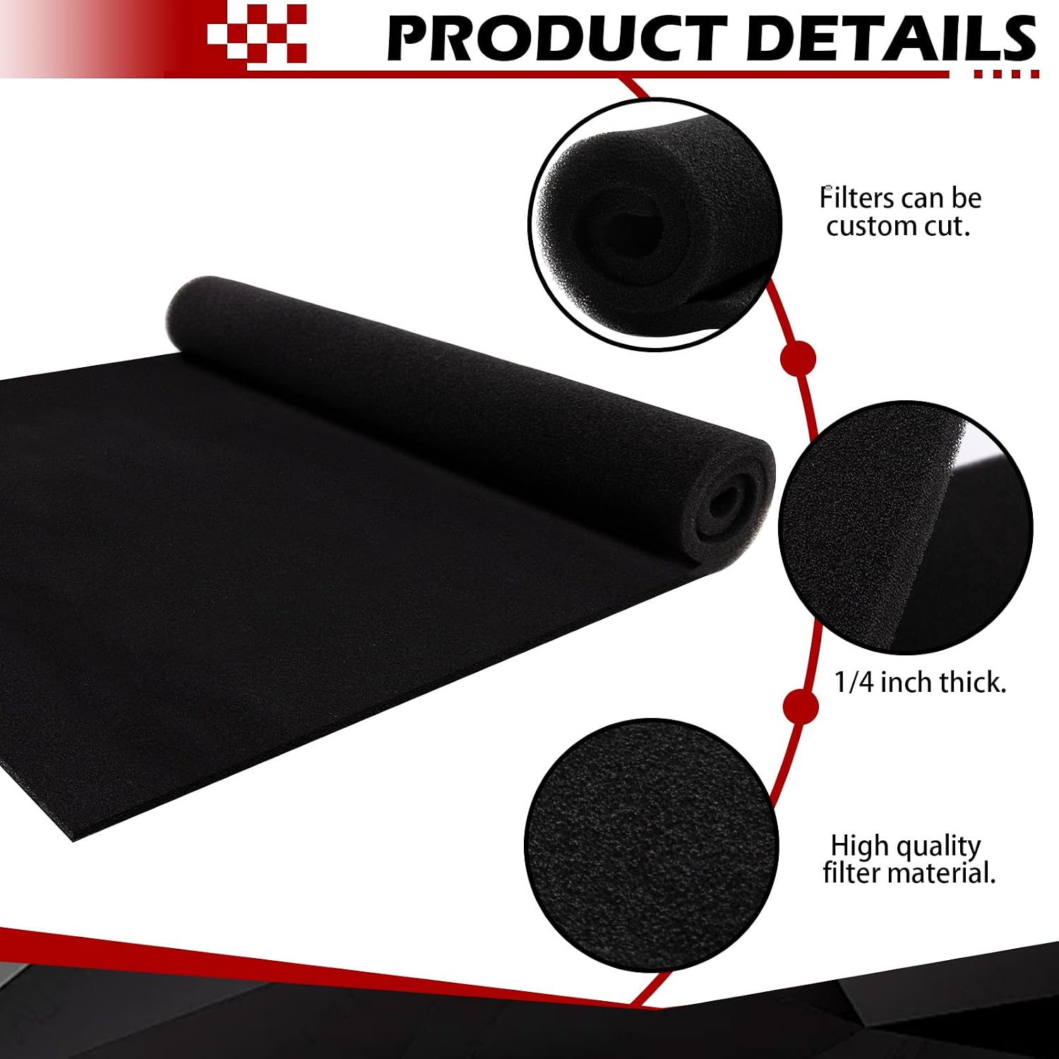 RV A/C Air Condition Filters Replacement/Air Conditioner Filters Replace, 16 x 39.3 Inch, Cut-to-Fit, 1/4 Inch Thick, Black