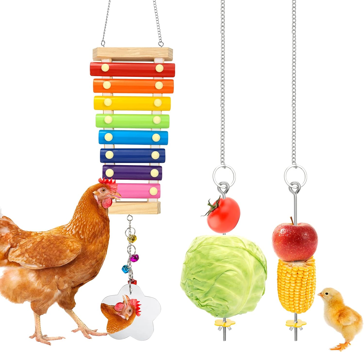 Woiworco 3 Packs Chicken Toys for Coop Chicken Xylophone