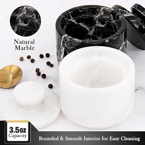 Miniatura 4 de MARBLOUS KRAFTS Elegante mármol blanco y negro 3.5 oz de sótano de sal, caja de baratijas y ollas de condimentos 3 "x 3" decoración de cocina