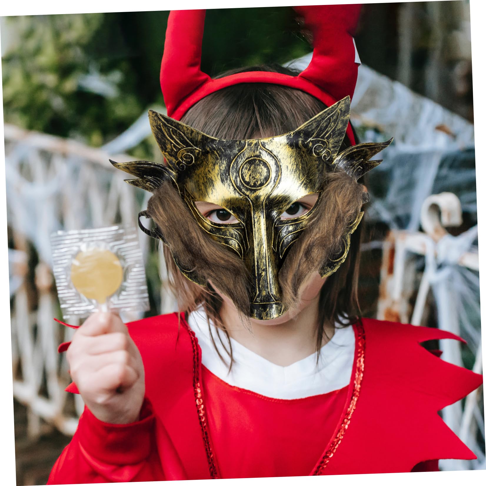 VICASKY 6 Pz Maschera Di Peloso Maschere Mascherate Da Costume Da Animale Di Halloween Maschere Cosplay Di Halloween Maschera Di Animali Maschera Per Esterno Plastica Golden