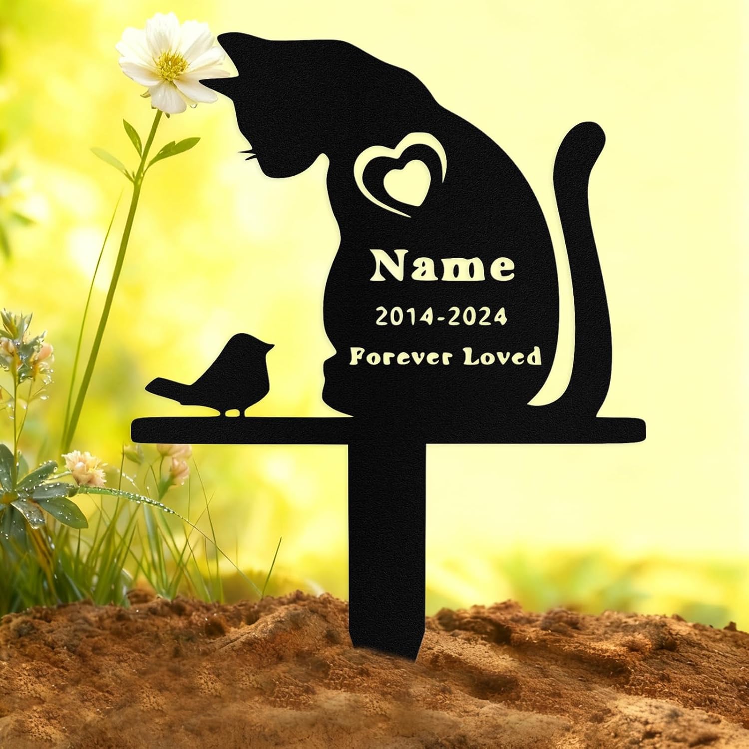Custom Cat Grave Marker Stake Outdoor, Personalized Metal Cat Memorial Grave Stake ...