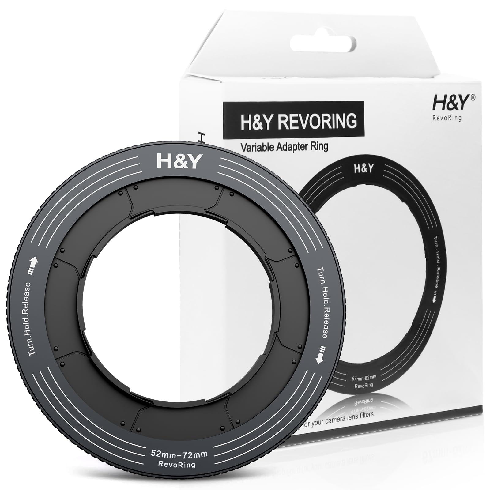 H&Y Step-Up Rings Adapter Variable Step Up Ring Lens Filter Adapter Rings Stepping Up Ring 52-72mm to 77mm Dark Grey, RevoRing Series