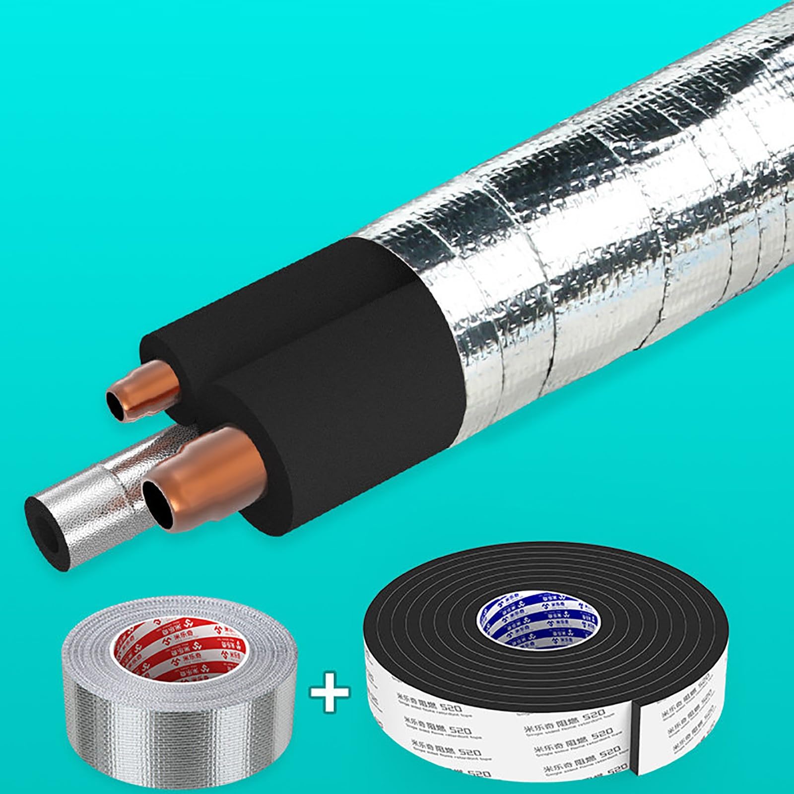 Avvolgimento del nastro isolante for tubi, avvolgimento for dell'acqua in schiuma esterna e lamina, riduce la perdita di calore(TH 20mm/0.79in(x) W 30mm/1.18in)