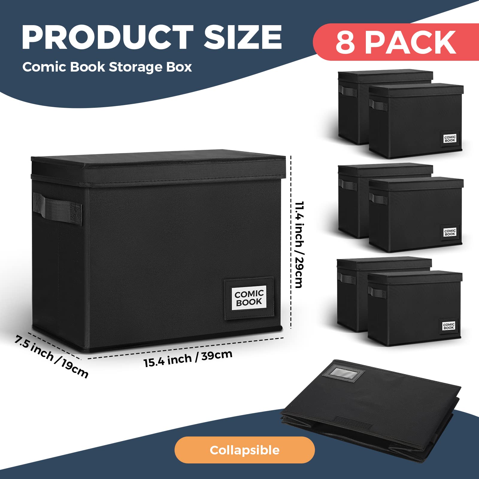 Lincia 8 Pack Comic Book Storage Boxes, 15.4