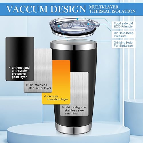 Miniatura 3 de 20 vasos de 20 onzas con aislamiento de acero inoxidable con tapa para mujeres empleadas, profesores, enfermeras, voluntarios, regalos de