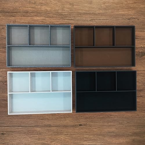 Miniatura 7 de Organizador de almacenamiento de escritorio, mesita de noche o estante de almacenamiento, bandeja de cuero, bandeja de valet, organizador de