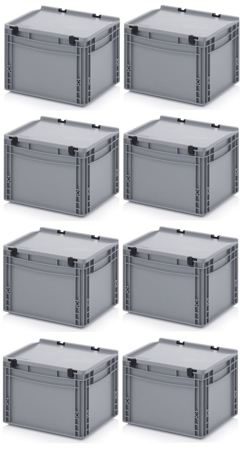 Eurobehälter Eurobox 40x30x28.5 Cm Con Coperchio A Cerniera - Contenitore In Polipropilene Grigio, 26L - Foto 10