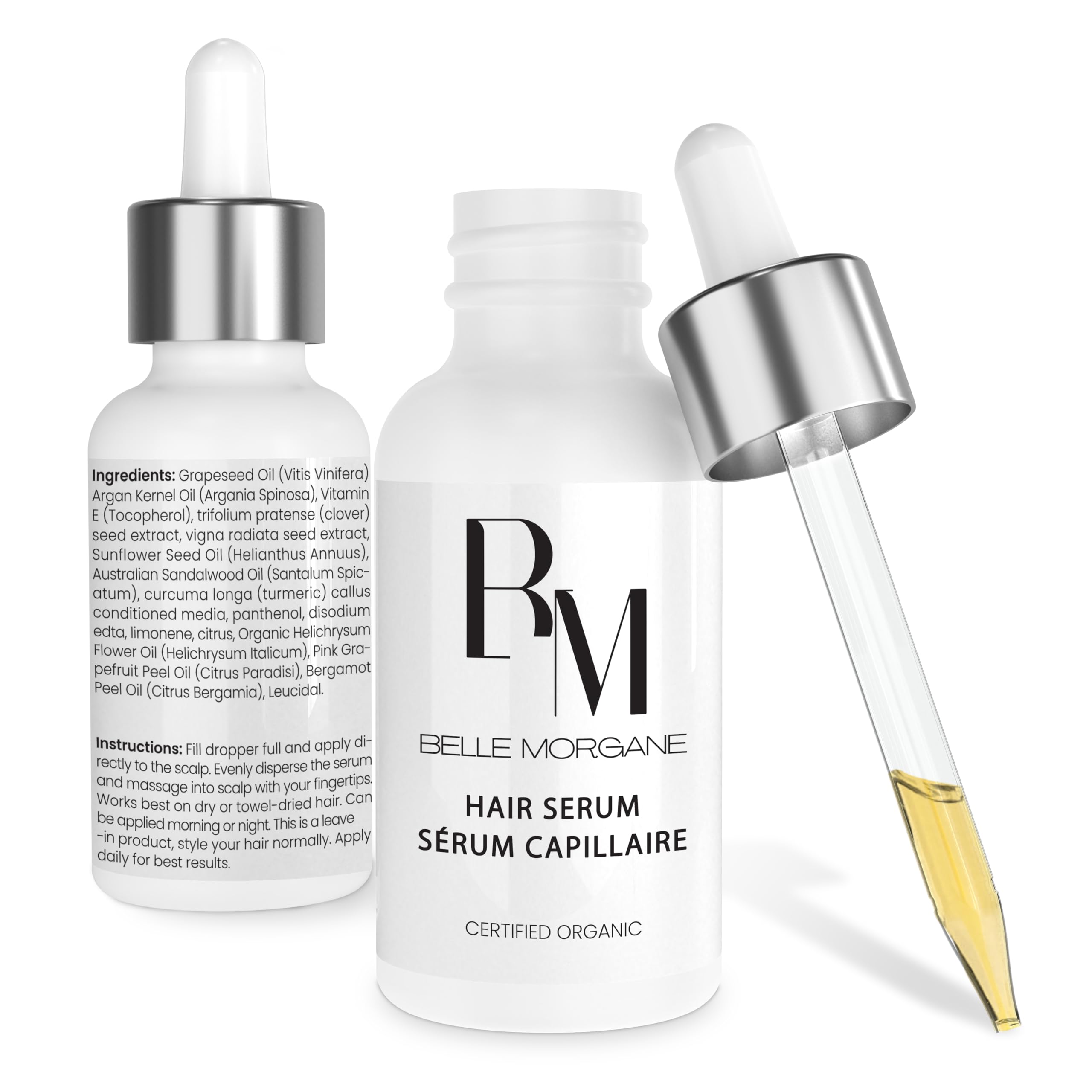 Belle Morgane Hair Growth Serum with Vitamin E, Turmeric & Argan Oil, Organic Dry Scalp Treatment for Women - Natural Serum for Hair Loss & Thinning Hair - Promotes Regrowth and Thickening