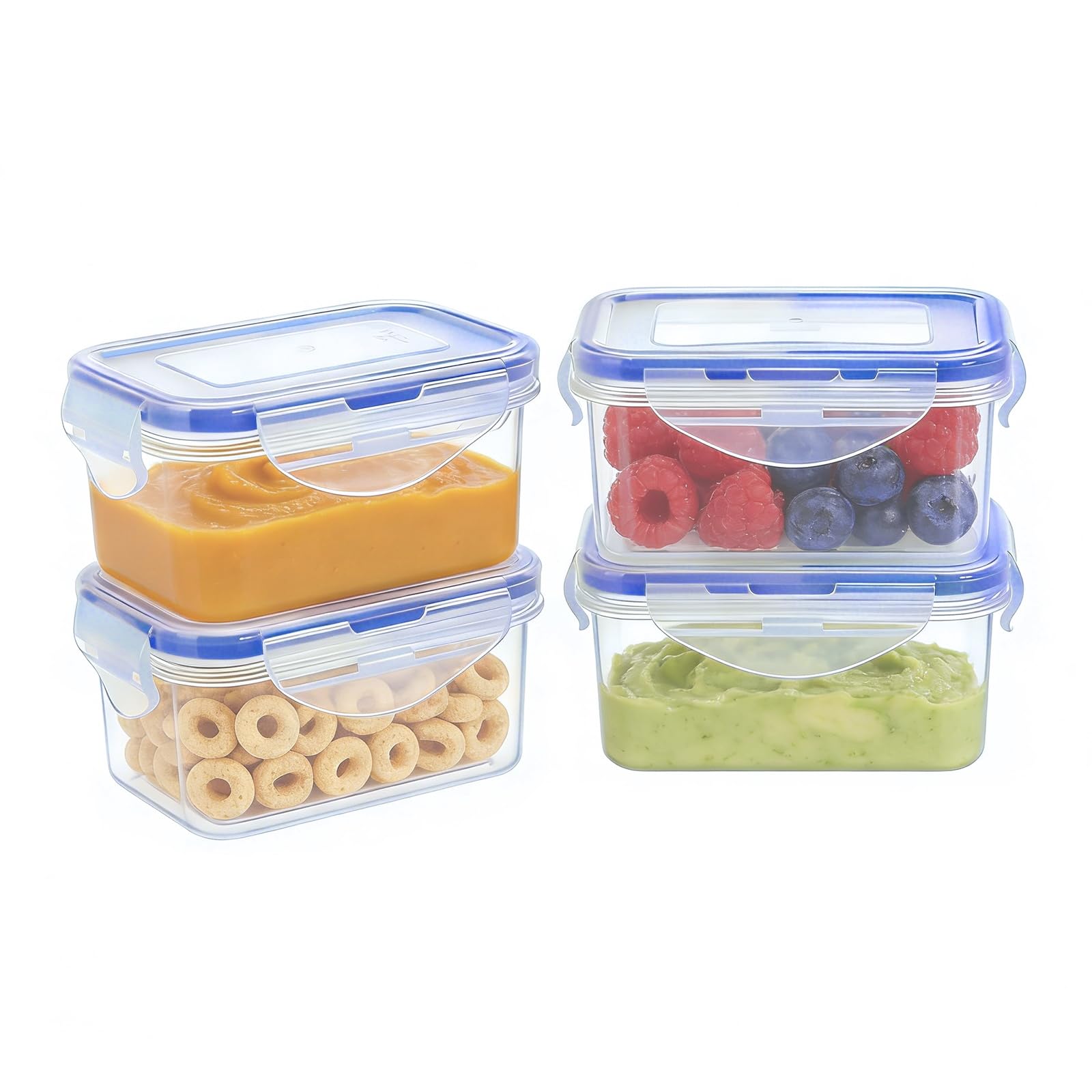 KIGI Small Food Storage Containers, BPA-Free Plastic, 4 Pack (0.75 Cup)