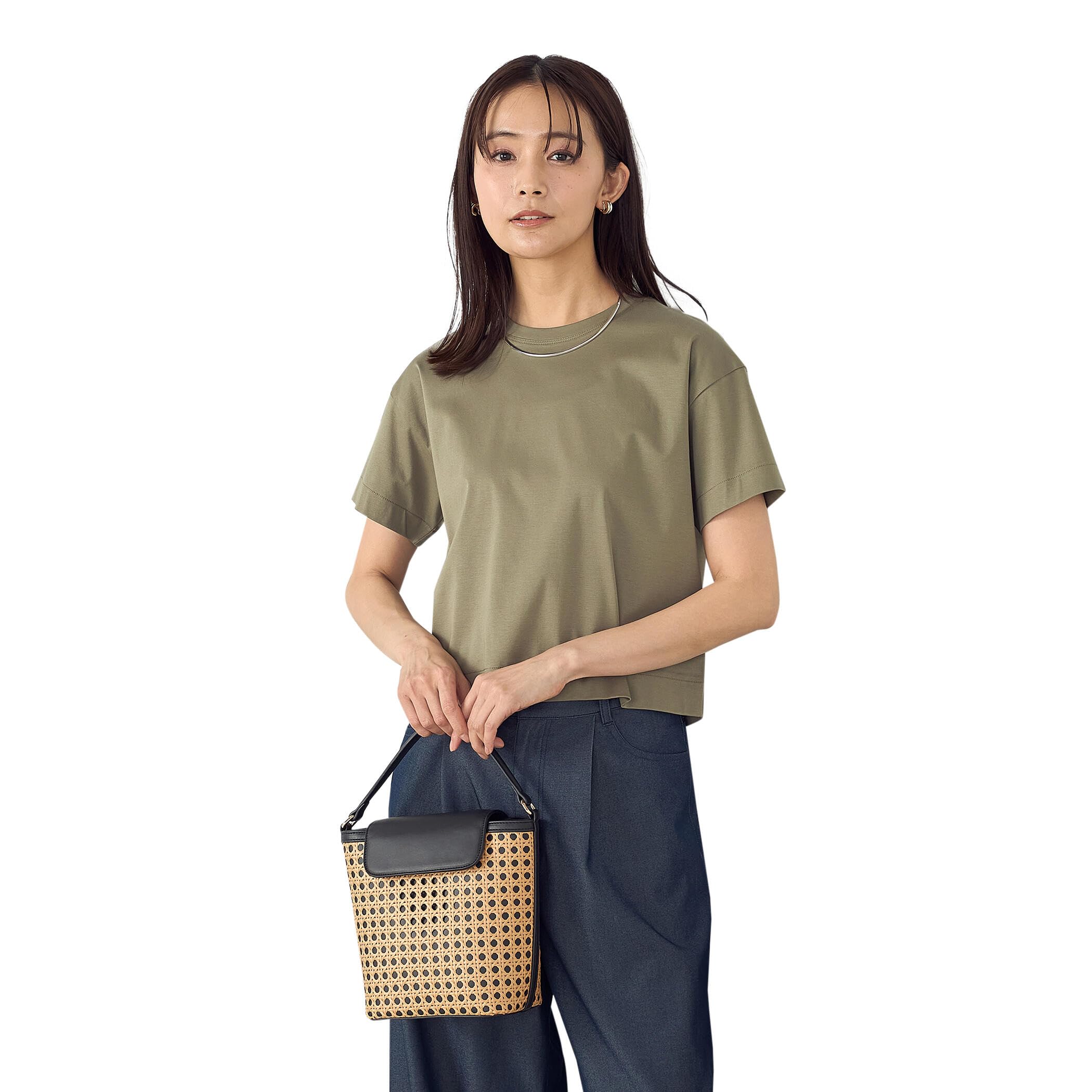 Amazon | [コムサイズム] ボックスシルエット クロップド丈 Tシャツ 